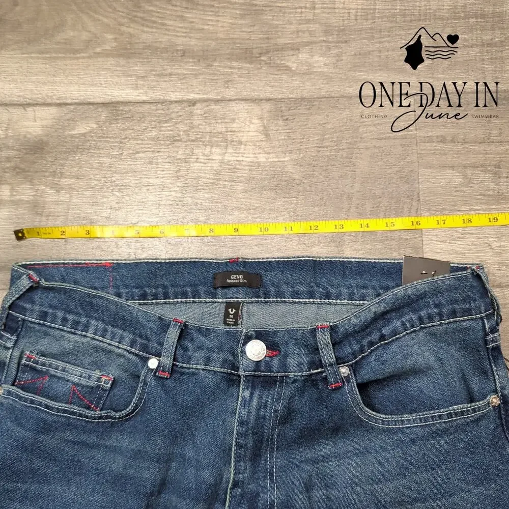 True Religion Geno Relaxed Slim Jeans Men's Dark Boreal NWT Size 36X30